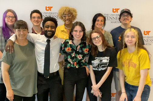 Pictured (front row, l,r) are Tomi McCutchen, adviser; Jae Williams, Student Publications; Antonia Steele, Clarissa Spitzley and Sarah Johnson, The Pacer; (back row, l, r) Sarah Cornwell and Trenton Michon, The Pacer; Zhariah Peaks, BeanSwitch; and Ryann Mushkin and Daniel Schaefer, The Pacer.