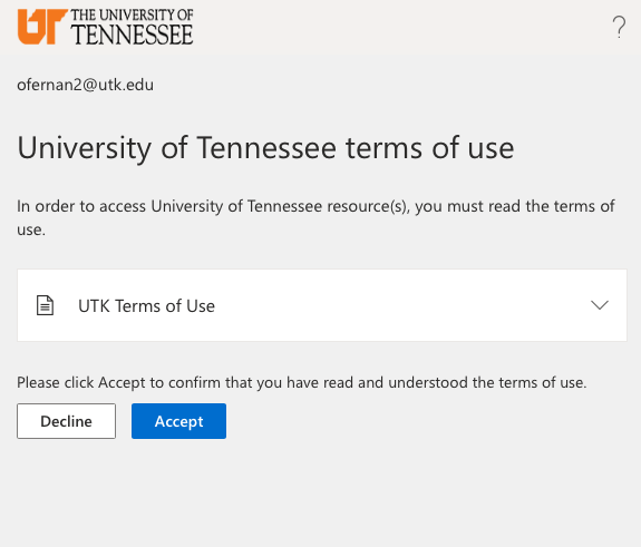 New UTK Terms of Use Page